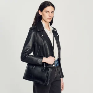 Bolsos Tote<Sandro Paris Bolso Cabas Pequeno De Piel Certificada