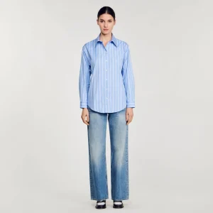 Tops & Camisas<Sandro Paris Camisa A Rayas Con Espalda De Encaje