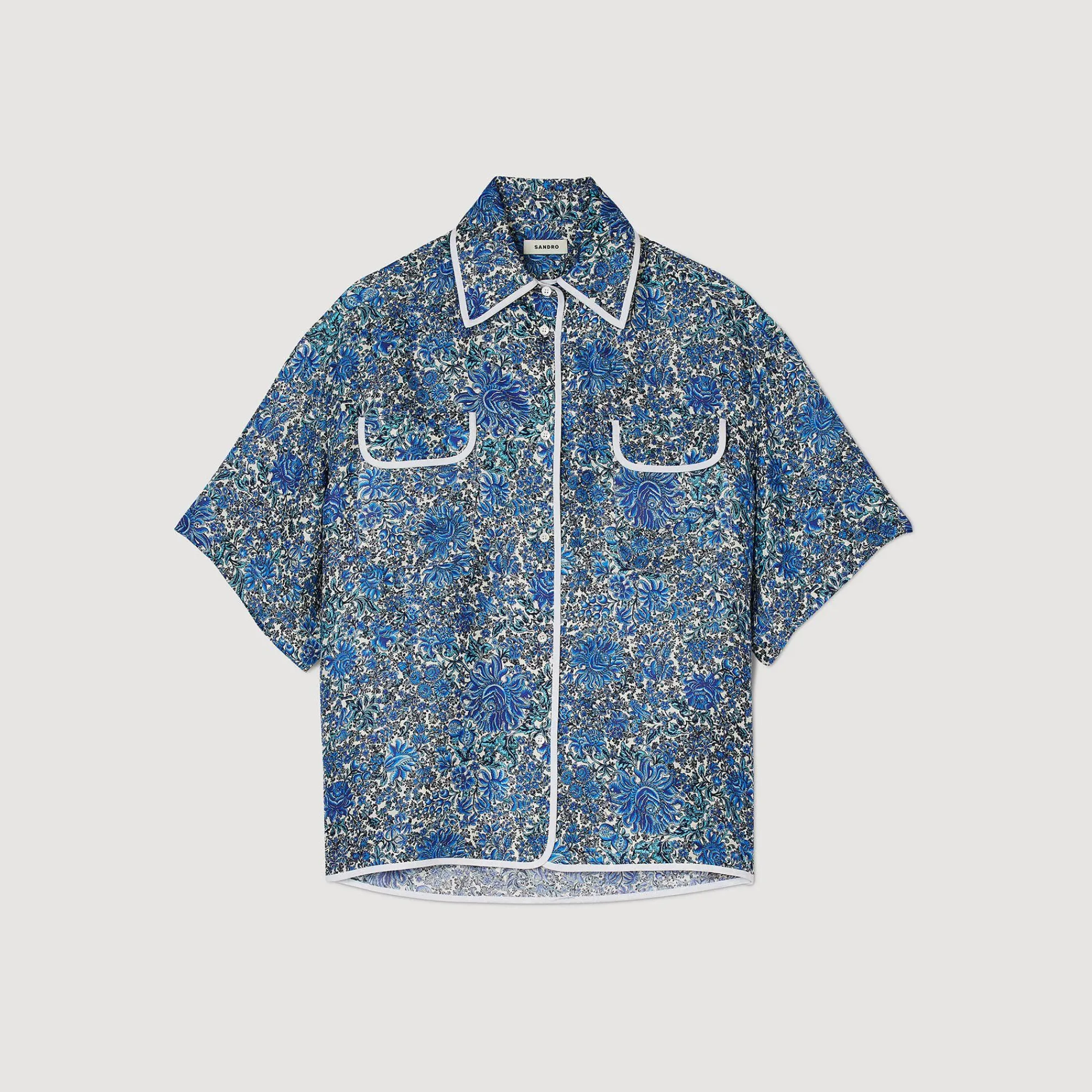 camisa_ancha_de_seda_con_flores_5.webp Conjuntos<Sandro Paris Camisa Ancha De Seda Con Flores
