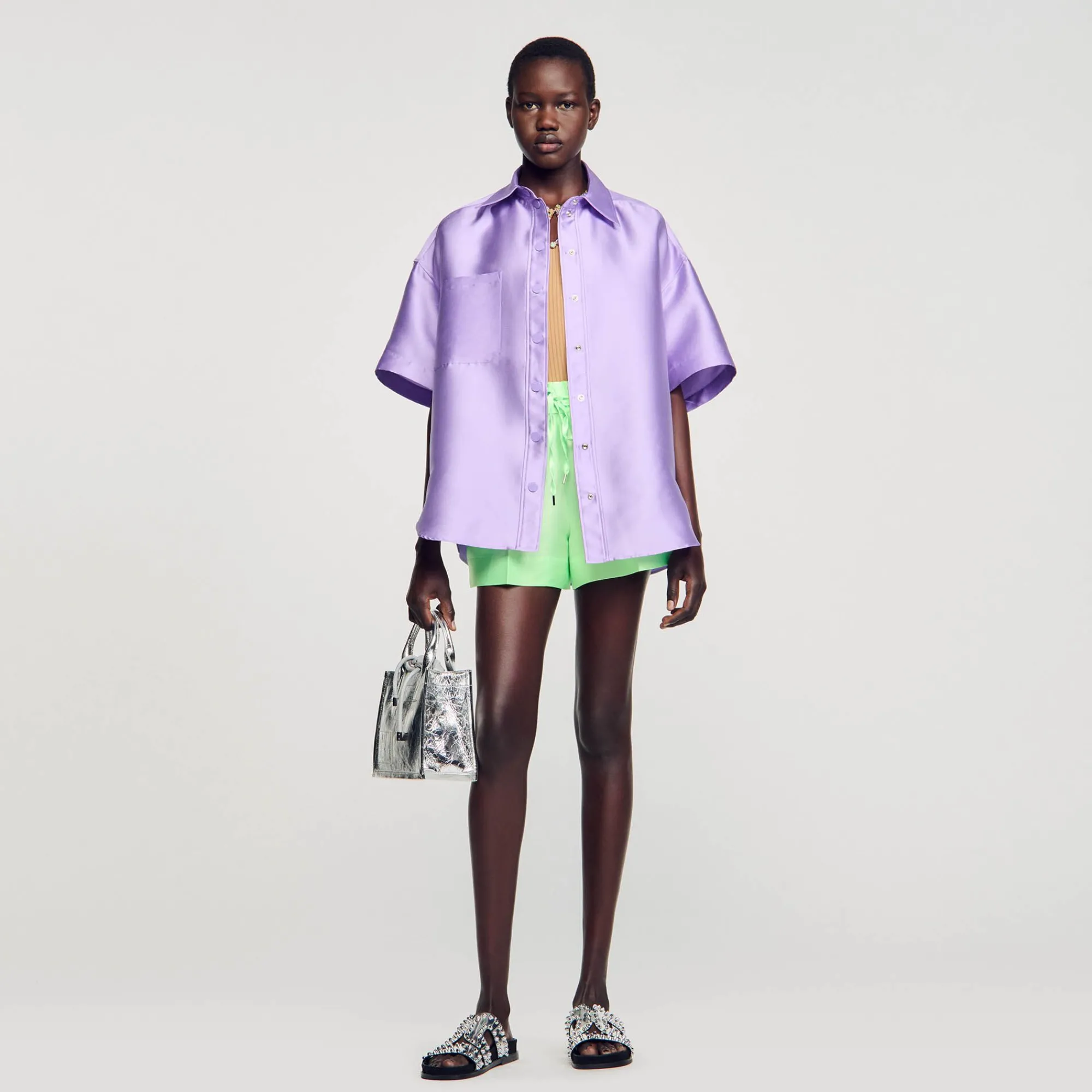 camisa_oversize_satinada_0-1.webp Conjuntos<Sandro Paris Camisa Oversize Satinada