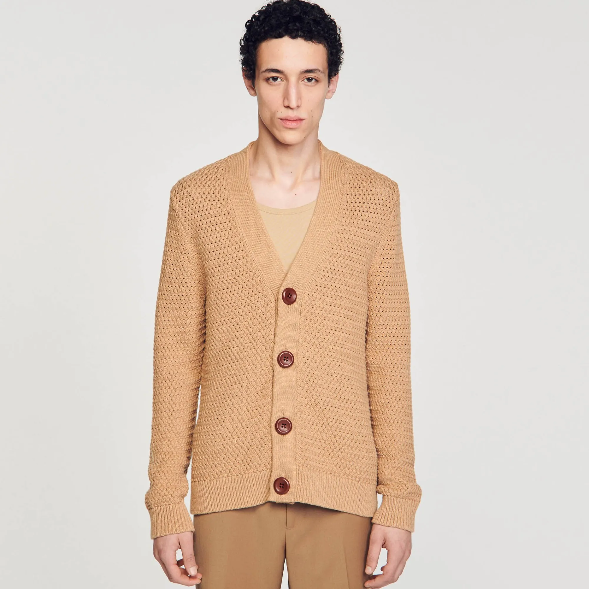 cardigan_de_punto_calado_3.webp Jerséis & Chalecos<Sandro Paris Cardigan De Punto Calado