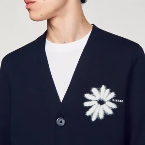 Jerséis & Chalecos<Sandro Paris Cardigan De Punto Con Flor De Jacquard