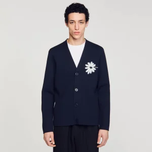 Jerséis & Chalecos<Sandro Paris Cardigan De Punto Con Flor De Jacquard