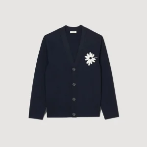 Jerséis & Chalecos<Sandro Paris Cardigan De Punto Con Flor De Jacquard