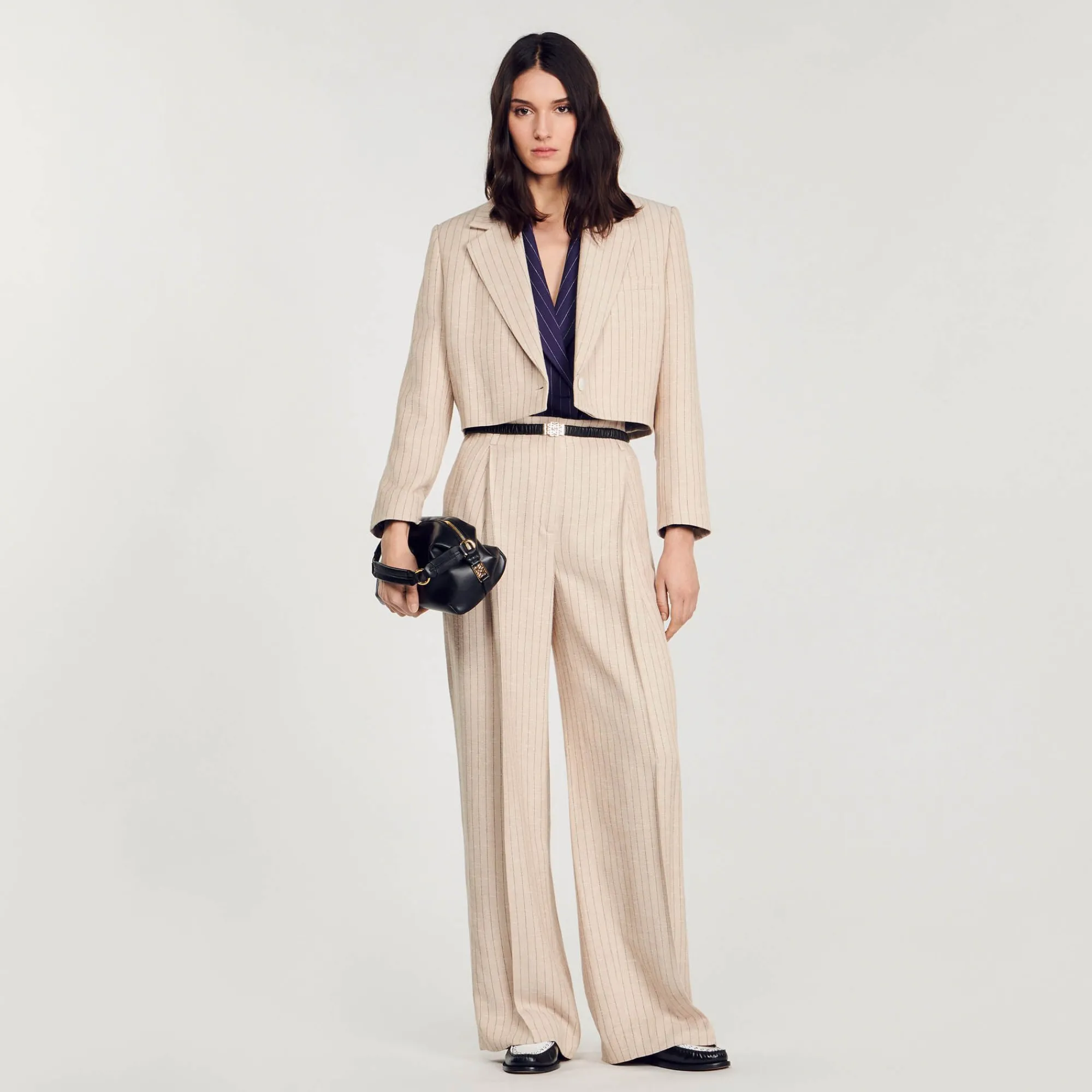chaqueta_corta_a_rayas_0.webp Trajes<Sandro Paris Chaqueta Corta A Rayas
