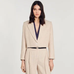 Trajes<Sandro Paris Chaqueta Corta A Rayas
