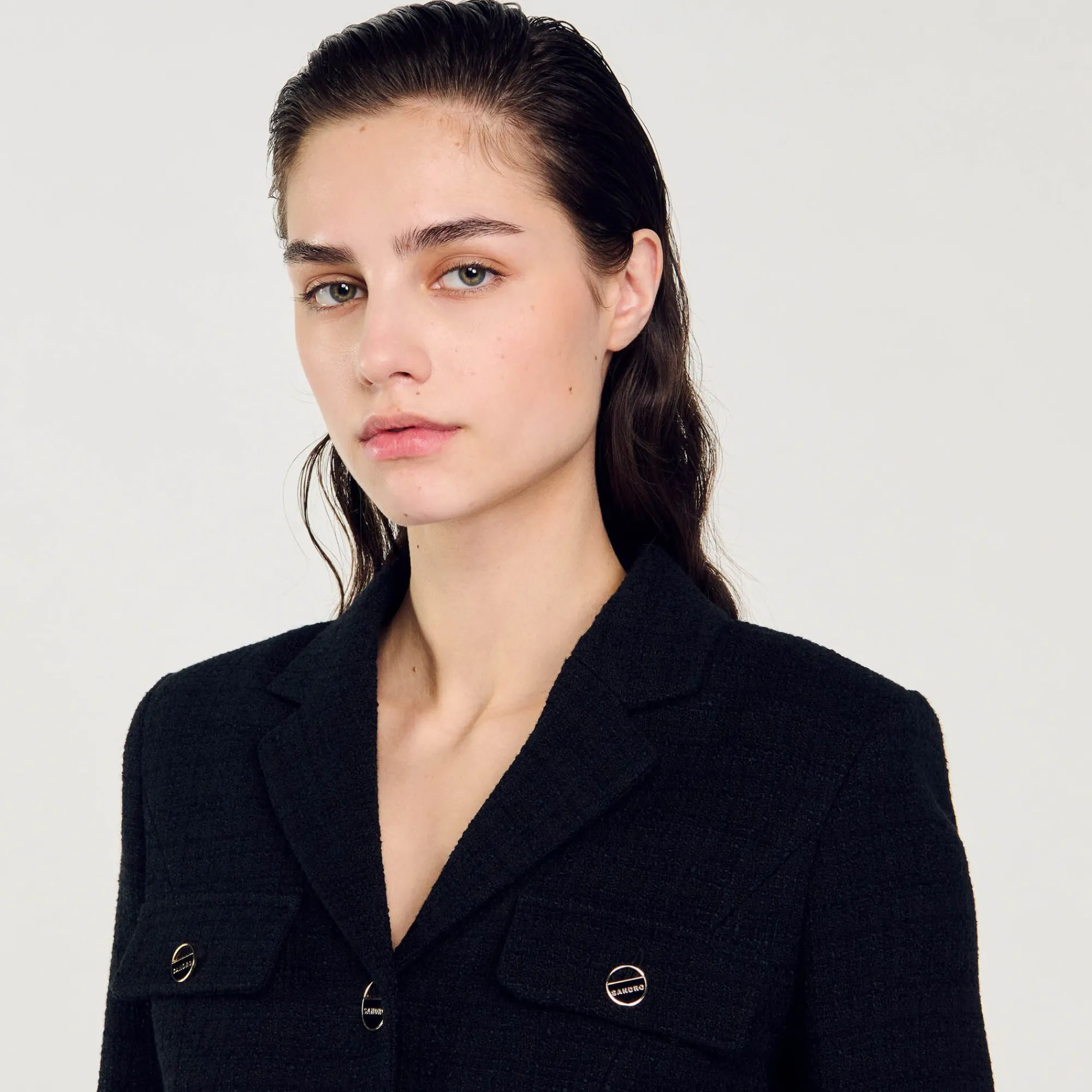 chaqueta_corta_de_tweed_abotonada_2-1.webp Trajes<Sandro Paris Chaqueta Corta De Tweed Abotonada