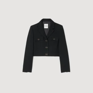 Trajes<Sandro Paris Chaqueta Corta De Tweed Abotonada