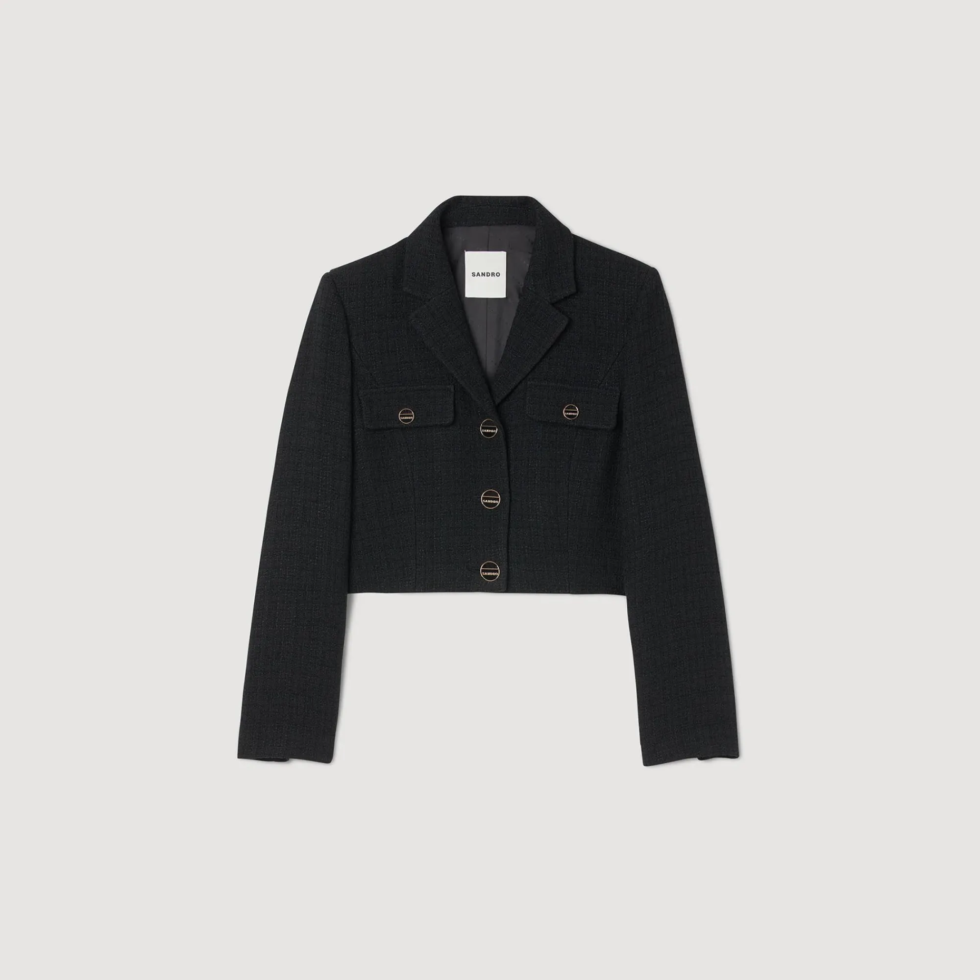 chaqueta_corta_de_tweed_abotonada_6-1.webp Trajes<Sandro Paris Chaqueta Corta De Tweed Abotonada