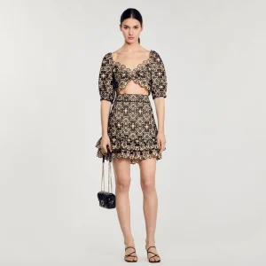 Faldas & Shorts<Sandro Paris Falda Corta Con Bordado Ingles