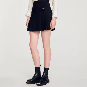 Faldas & Shorts<Sandro Paris Falda Corta Con Pliegues Pespunteados