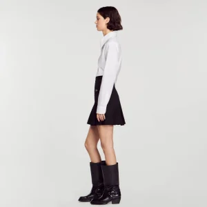 Faldas & Shorts<Sandro Paris Falda Corta Con Pliegues Pespunteados