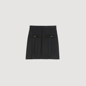 Faldas & Shorts<Sandro Paris Falda Corta Con Pliegues Pespunteados