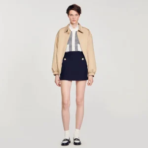 Trajes<Sandro Paris Falda Corta De Sarga De Lana