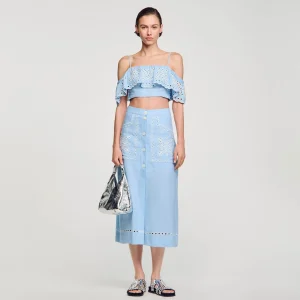 Faldas & Shorts<Sandro Paris Falda Larga Bordada