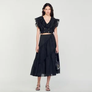 Faldas & Shorts<Sandro Paris Falda Larga Con Volantes
