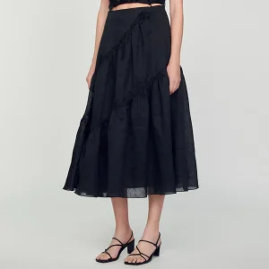 Faldas & Shorts<Sandro Paris Falda Larga Con Volantes