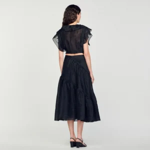 Faldas & Shorts<Sandro Paris Falda Larga Con Volantes