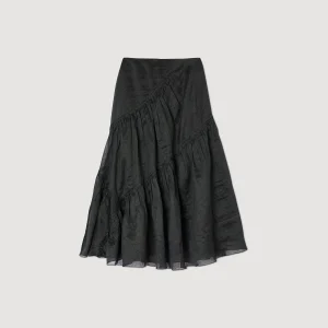 Faldas & Shorts<Sandro Paris Falda Larga Con Volantes