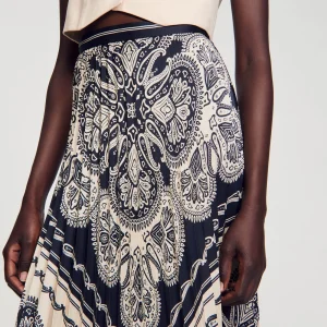 Faldas & Shorts<Sandro Paris Falda Larga Fluida Con Bandana