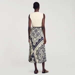 Faldas & Shorts<Sandro Paris Falda Larga Fluida Con Bandana