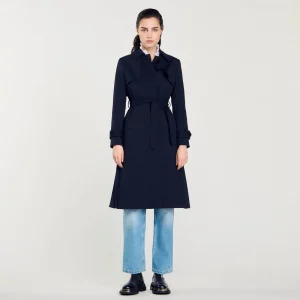 Abrigos<Sandro Paris Gabardina Con Inserto Plisado