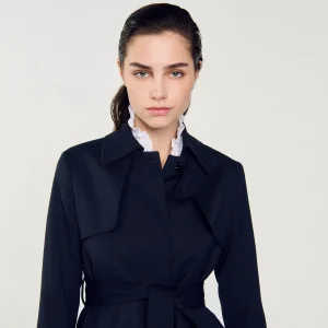 Abrigos<Sandro Paris Gabardina Con Inserto Plisado
