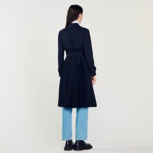 Abrigos<Sandro Paris Gabardina Con Inserto Plisado