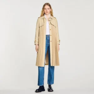 Abrigos<Sandro Paris Gabardina Plisada Con Cinturon