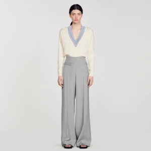 Trajes<Sandro Paris Pantalon Acampanado De Talle Alto
