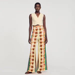 Pantalones<Sandro Paris Pantalon Acampanado Estampado