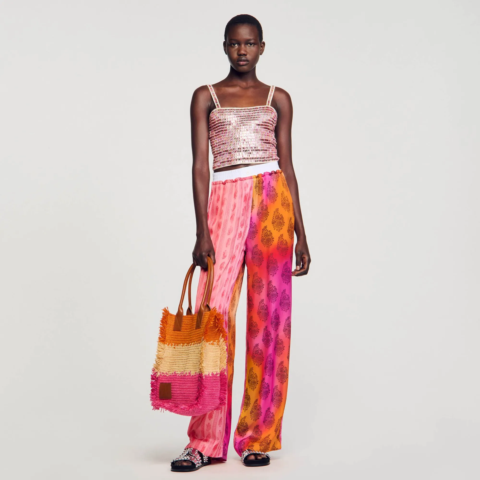 pantalon_ancho_estampado_0.webp Pantalones<Sandro Paris Pantalon Ancho Estampado
