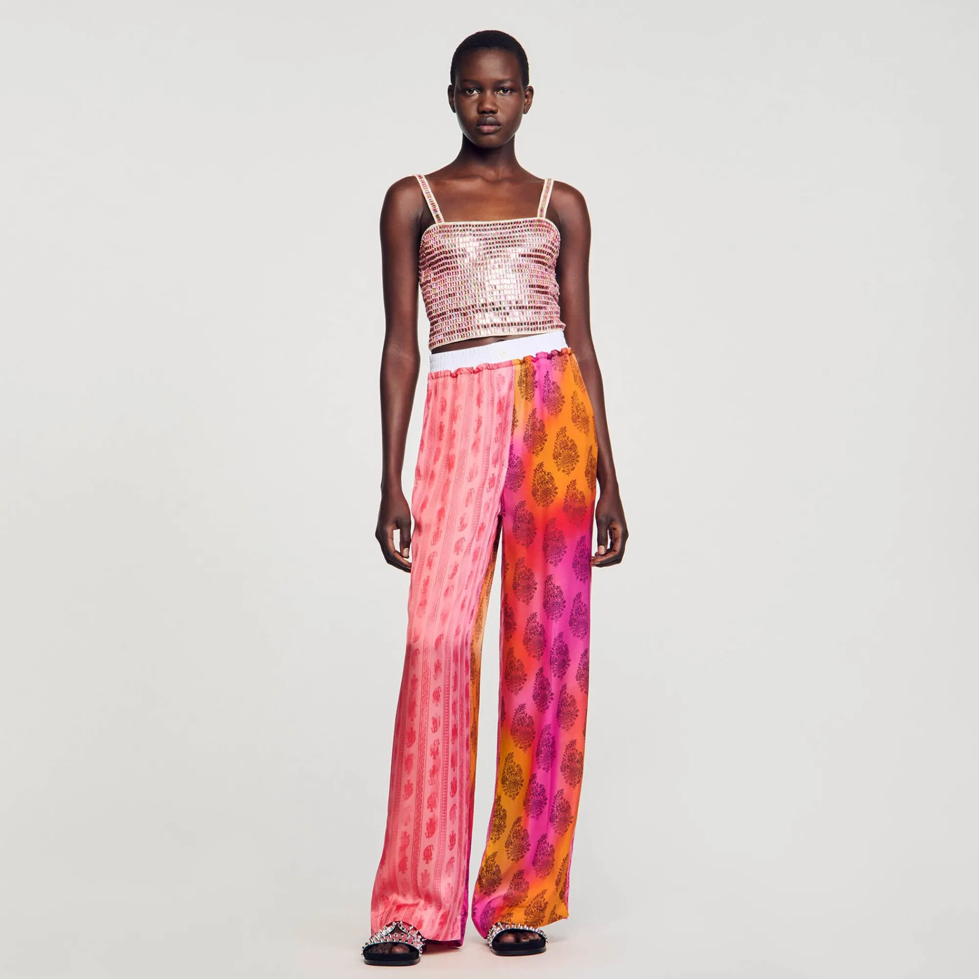 pantalon_ancho_estampado_1.webp Pantalones<Sandro Paris Pantalon Ancho Estampado