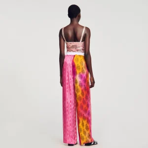 Pantalones<Sandro Paris Pantalon Ancho Estampado