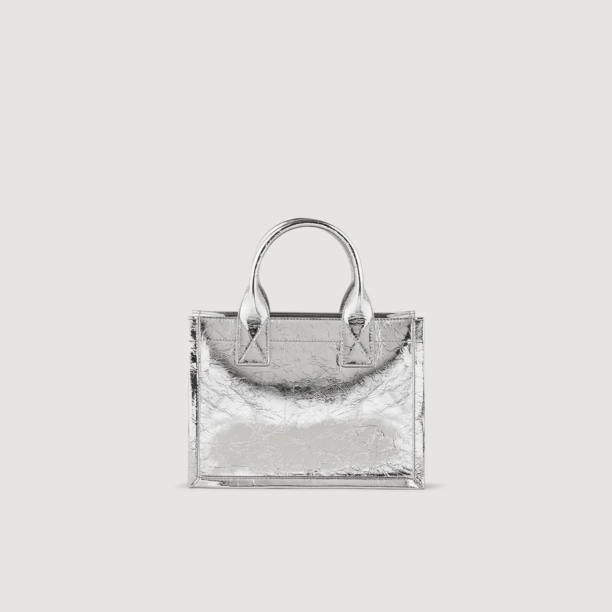 pequeno_bolso_kasbah_de_cuero_metalizado_2.webp Bolsos Tote<Sandro Paris Pequeno Bolso Kasbah De Cuero Metalizado