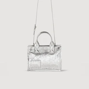 Bolsos Tote<Sandro Paris Pequeno Bolso Kasbah De Cuero Metalizado