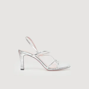 Sandalias De Tacón<Sandro Paris Sandalias De Piel Metalizada