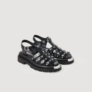 Sandalias<Sandro Paris Sandalias Olys De Piel Con Tachuelas