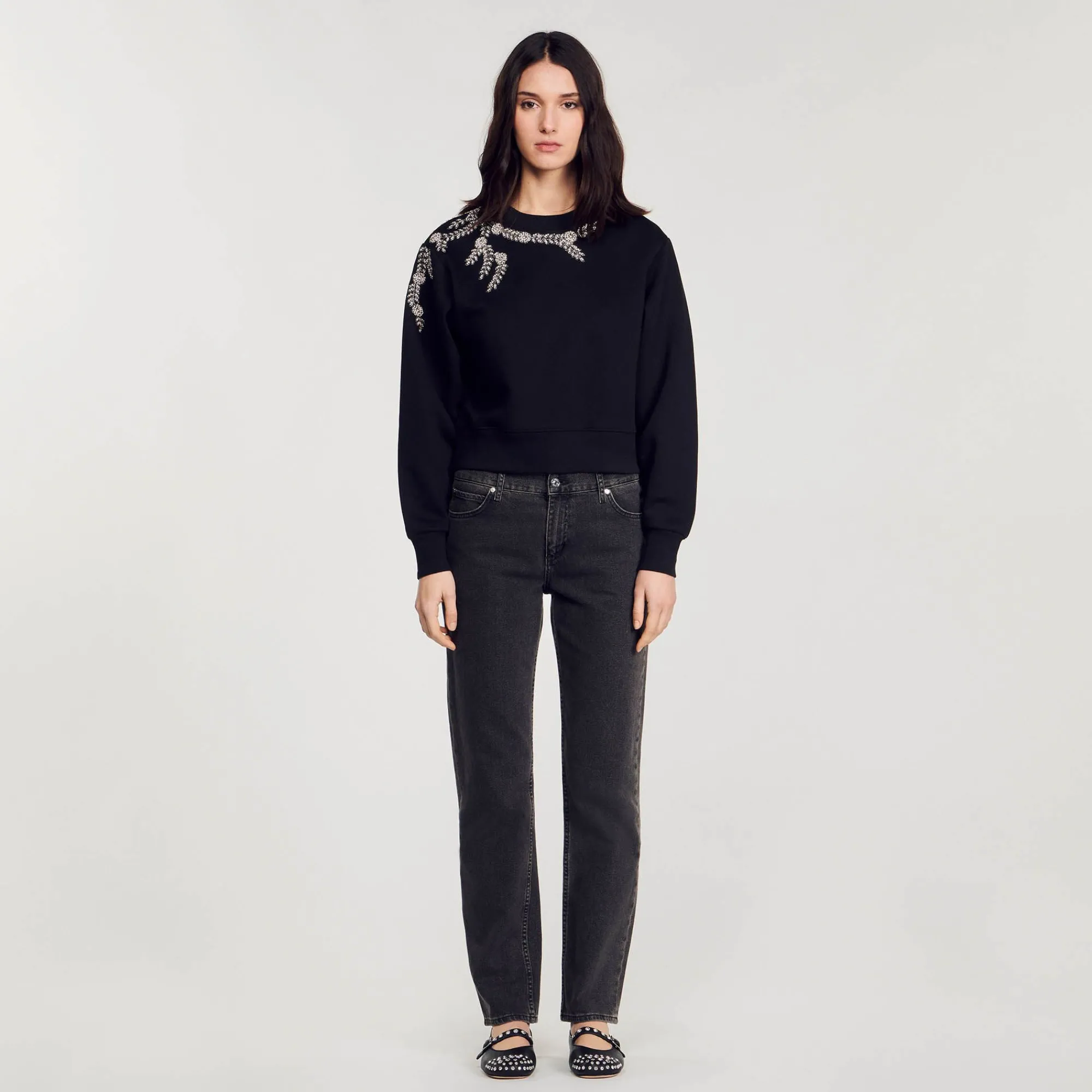 sudadera_con_bordado_joya_1.webp Sudaderas<Sandro Paris Sudadera Con Bordado Joya