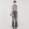 Camisetas<Sandro Paris Top Fruncido Con Lentejuelas
