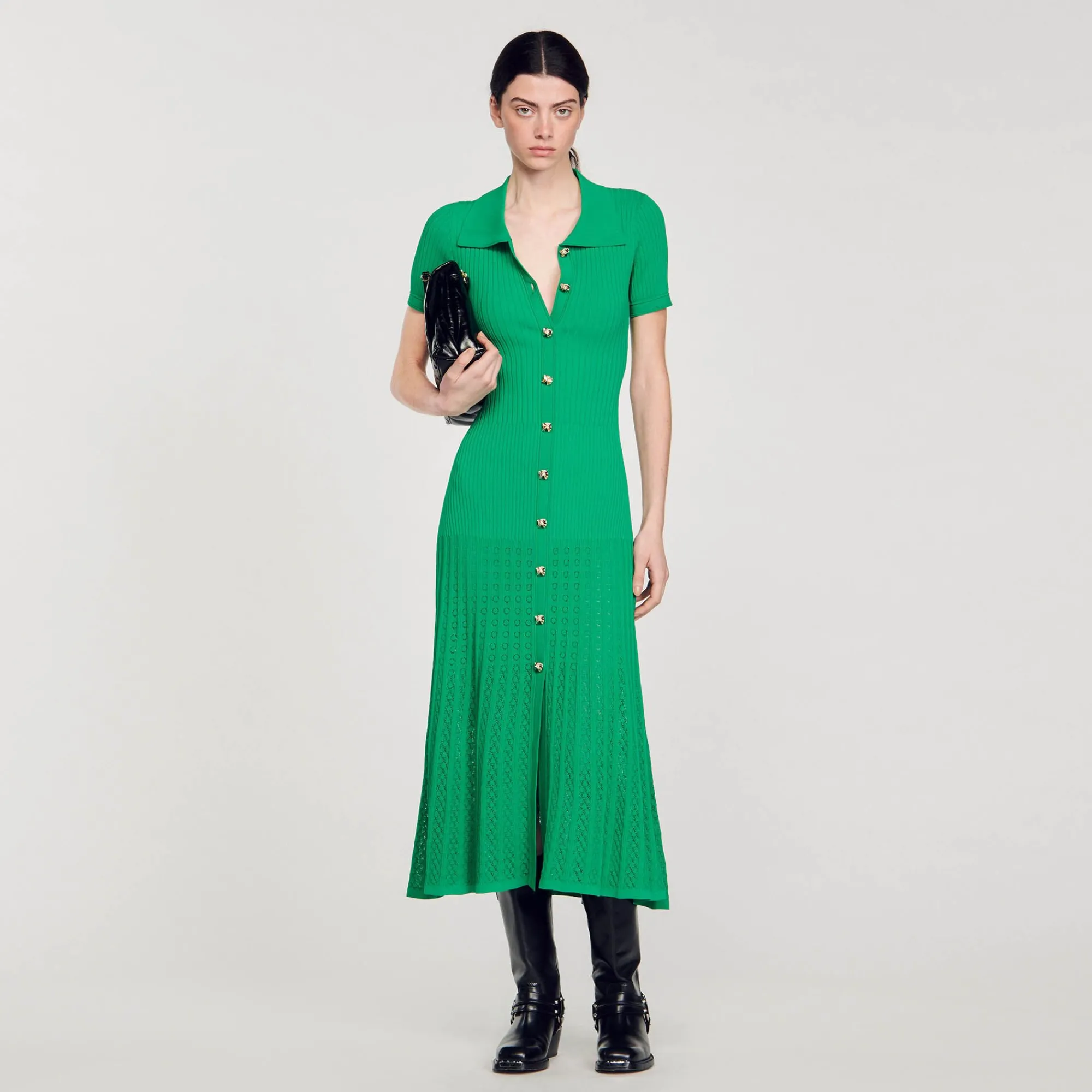 vestido_largo_de_punto_de_canale_0.webp Vestidos<Sandro Paris Vestido Largo De Punto De Canale