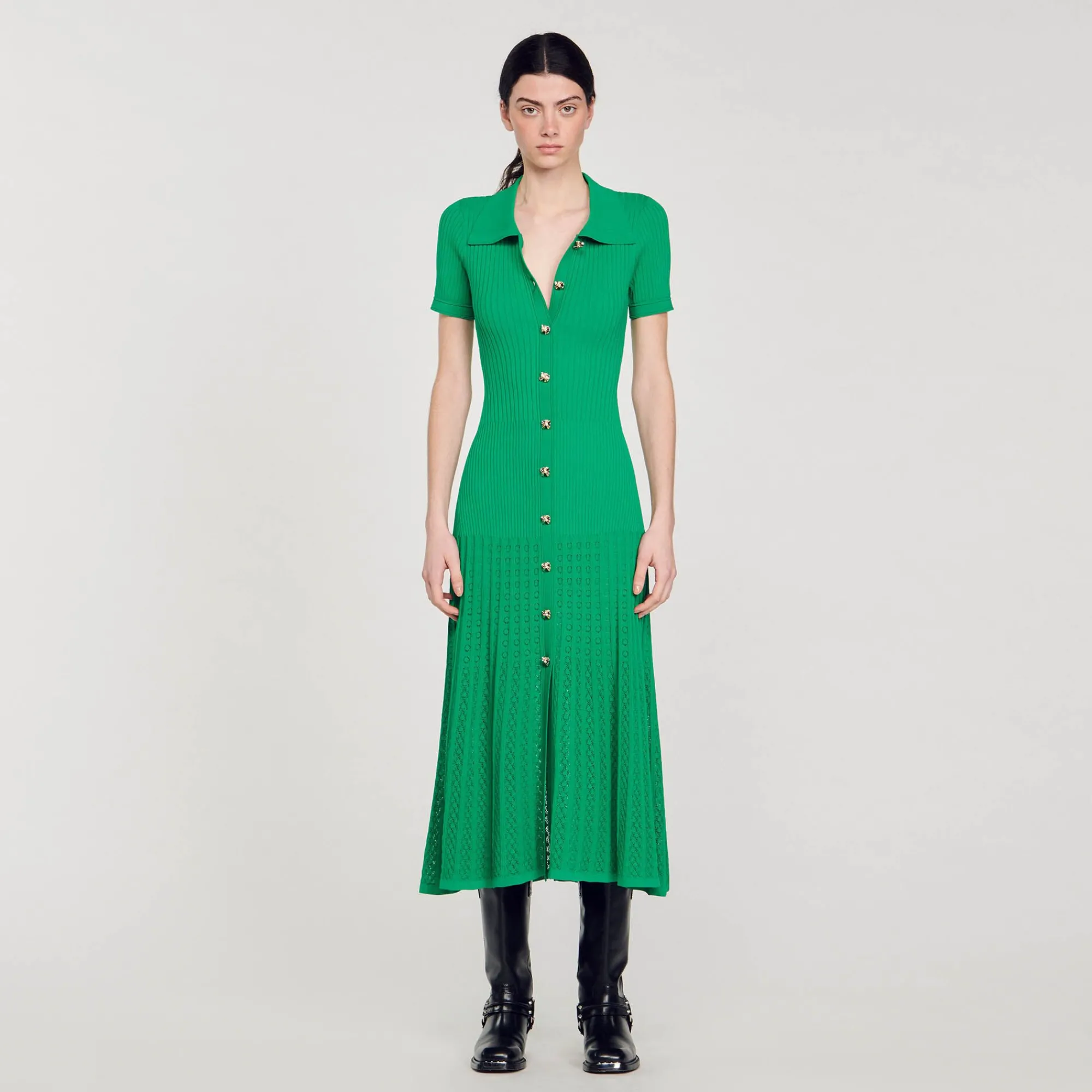 vestido_largo_de_punto_de_canale_1.webp Vestidos<Sandro Paris Vestido Largo De Punto De Canale