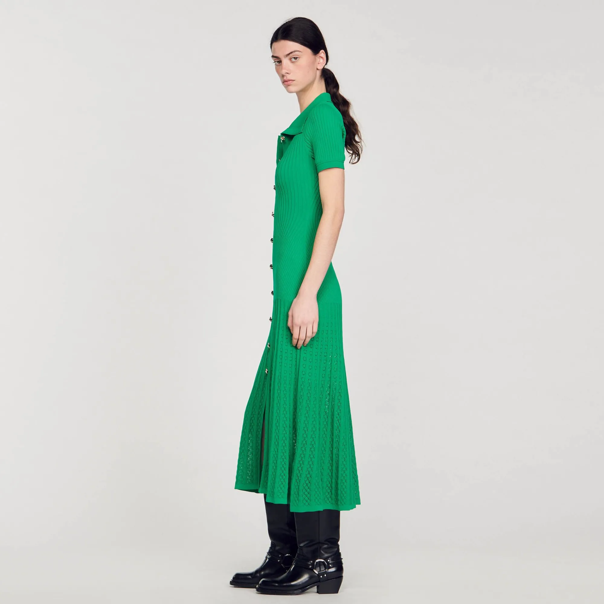 vestido_largo_de_punto_de_canale_5.webp Vestidos<Sandro Paris Vestido Largo De Punto De Canale