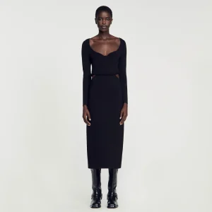 Vestidos<Sandro Paris Vestido Midi Calado