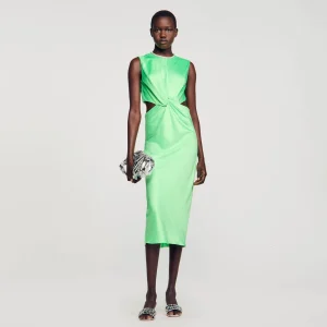 Vestidos<Sandro Paris Vestido Midi Con Nudo