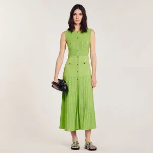 Vestidos<Sandro Paris Vestido Midi De Punto