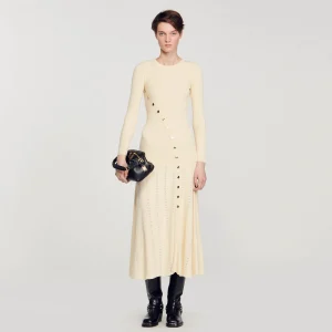 Vestidos<Sandro Paris Vestido Midi De Punto