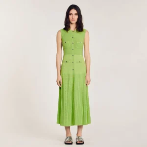 Vestidos<Sandro Paris Vestido Midi De Punto