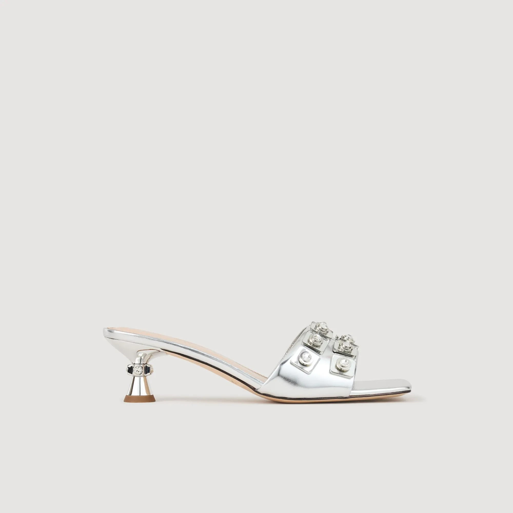 zapatos_destalonados_de_cuero_metalizado_0.webp Sandalias De Tacón<Sandro Paris Zapatos Destalonados De Cuero Metalizado