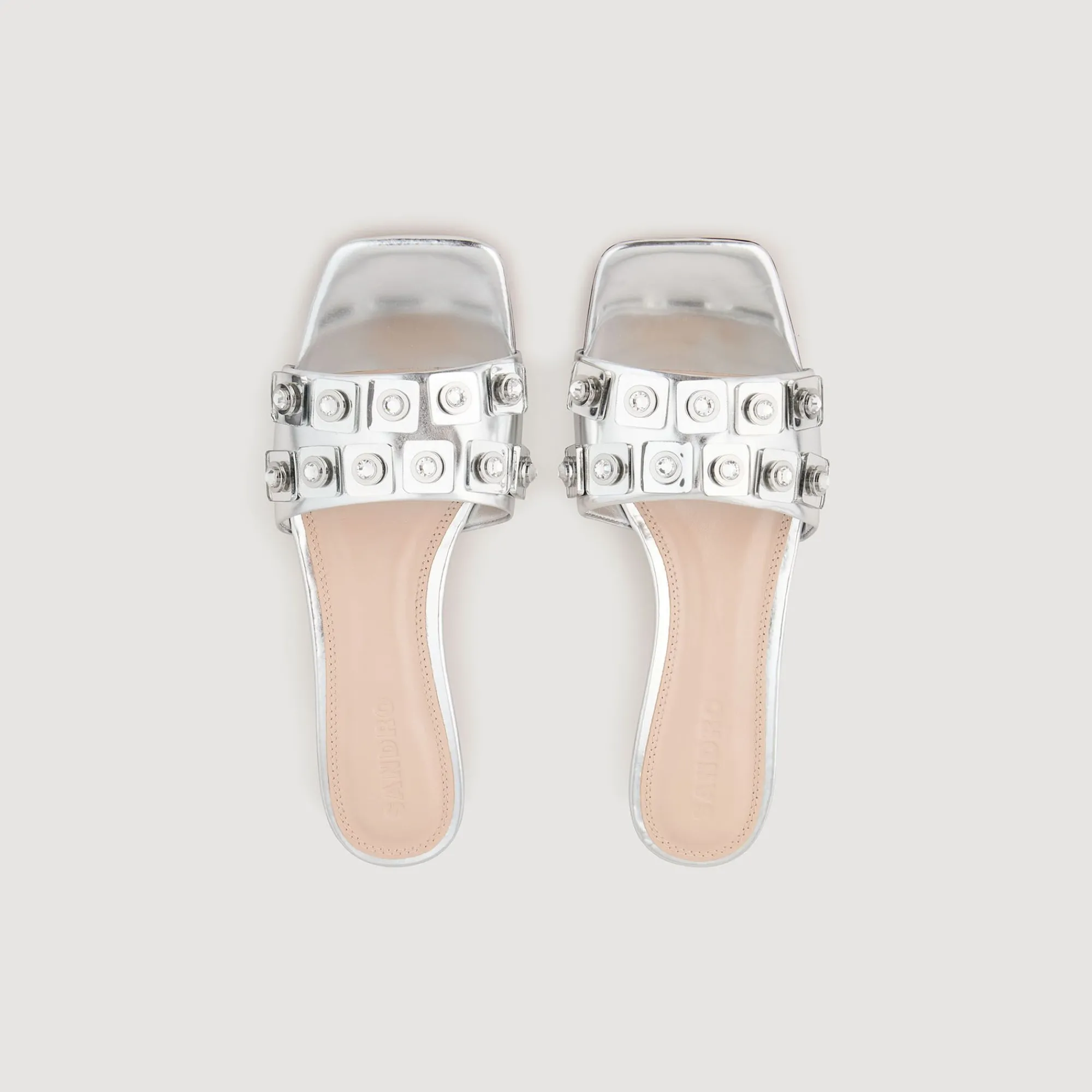zapatos_destalonados_de_cuero_metalizado_1.webp Sandalias De Tacón<Sandro Paris Zapatos Destalonados De Cuero Metalizado